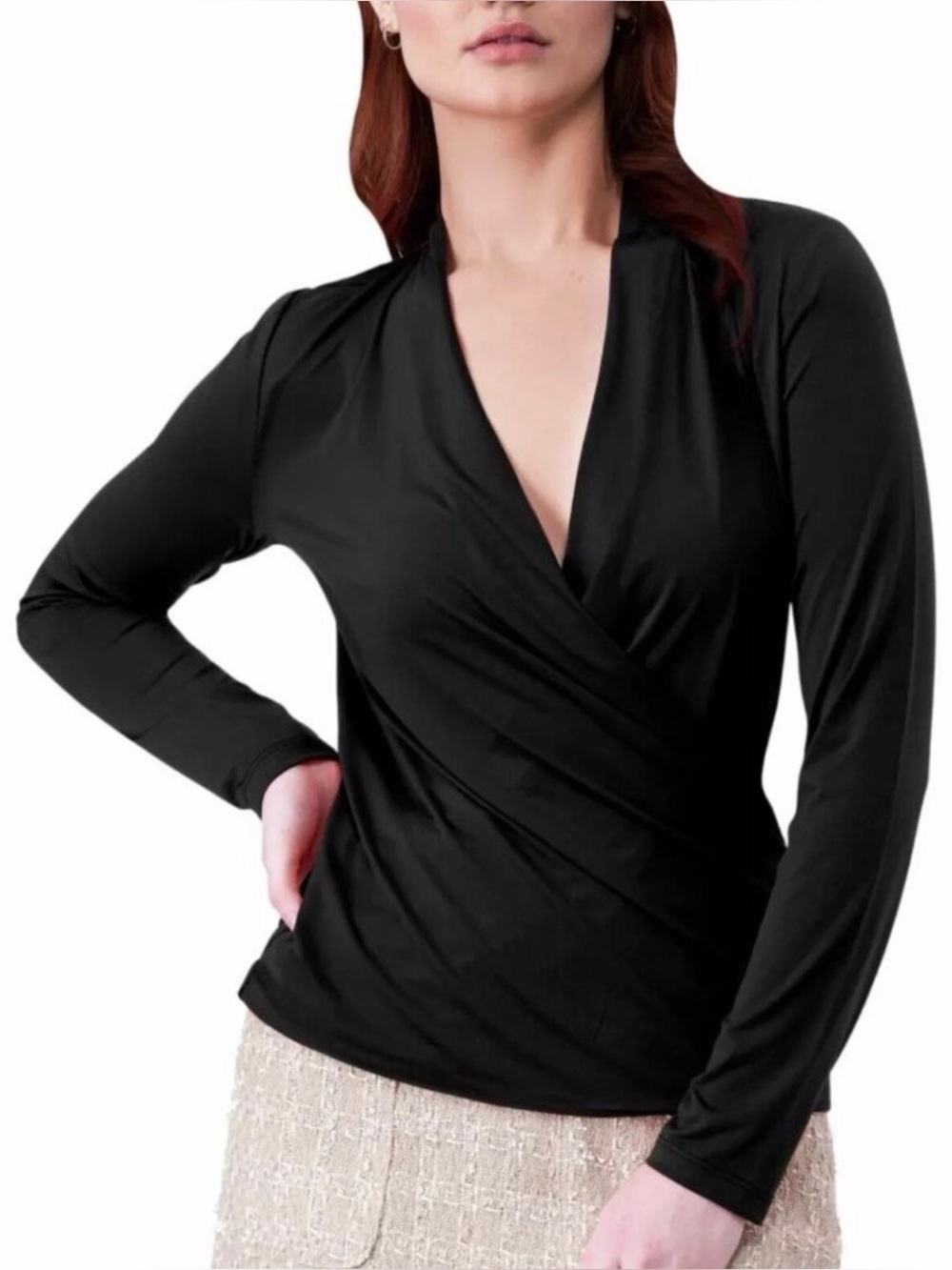 RACHEL Rachel Roy Black Wrap-Front Blouse